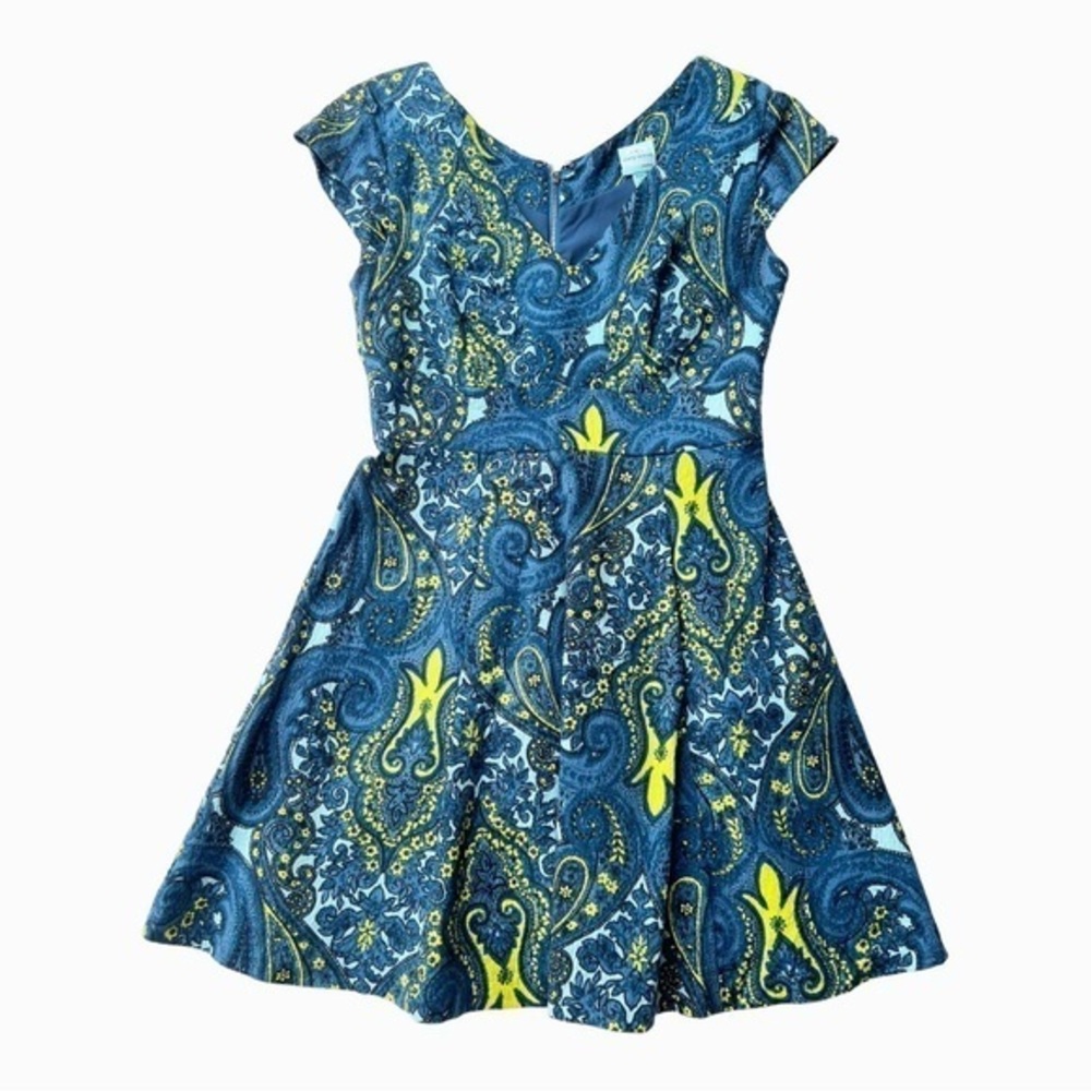 Plenty by Tracy Reese Blue Paisley‎ Melanie Cap Sleeve Dress Size 2P